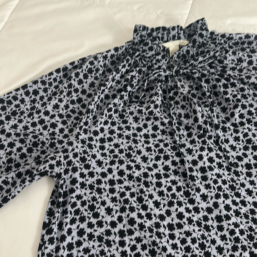 H&M Light Blue & Black Dress With Pockets